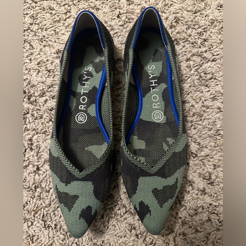 Rothy’s Green Camo Point -Size 8.5